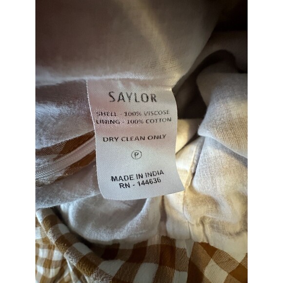 SAYLOR Laken Mustard Yellow Gingham Jumpsuit SIZE SMALL Retail $253 - Picture 5 of 12